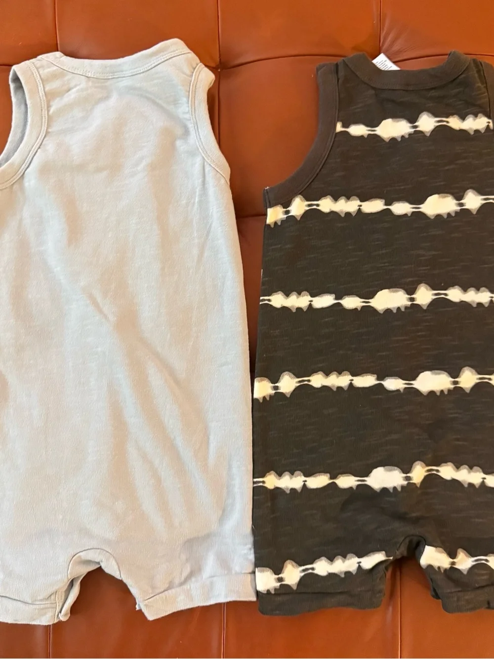 Gerber Light Blue & Black Tie-Dye Sleeveless One-Piece Rompers - 2-Pack